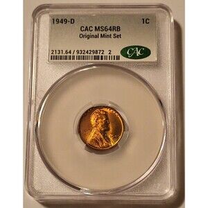 1949 D Lincoln Wheat Cent MS64 RB CACG